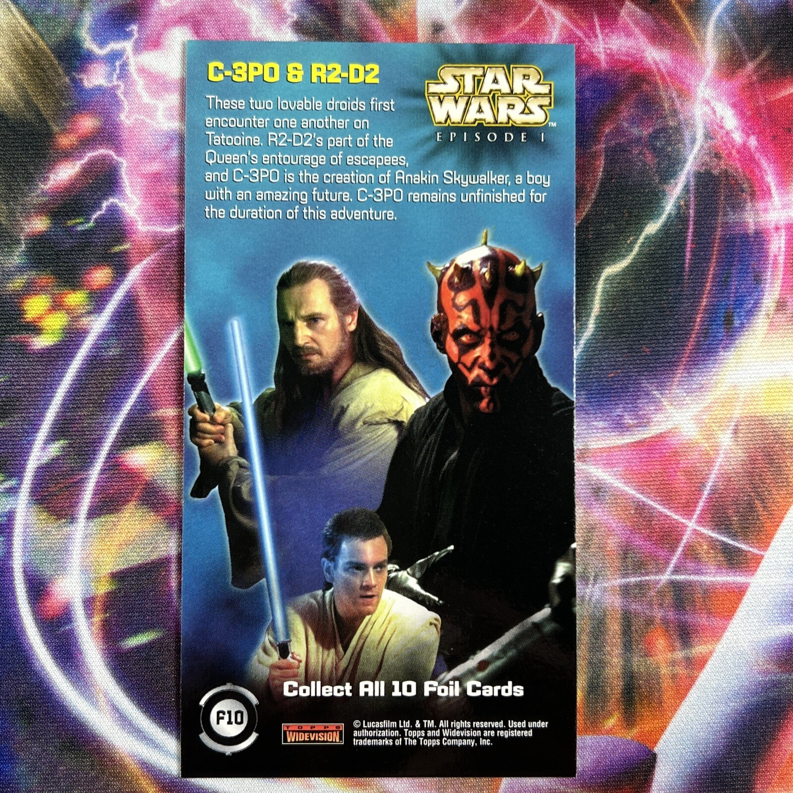 1999 Topps Star Wars Episode 1 Widevision Series 1 Foil C-3PO R2-D2 & #F10 0i1i - Picture 2 of 2