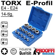 14-tlg TORX Stecknuss E-Profil E4 - E24 Steckschlüssel Satz 1/4 3/8 1/2" KD10335