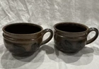 Red Wing Pottery Coffee Mugs Qty2 Brown Stoneware Blue Accent Design Salt Glaze