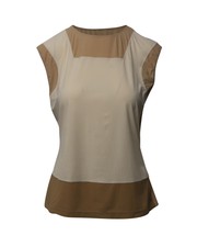 Maison Martin Margiela Color Block Sleeveless Top In Brown And Beige Polyamide