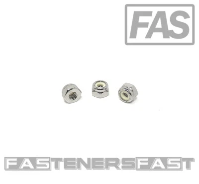 FAS (100) 10-24 Stainless Steel Nylon Insert Lock Nuts - Locking Hex Nuts 10-24