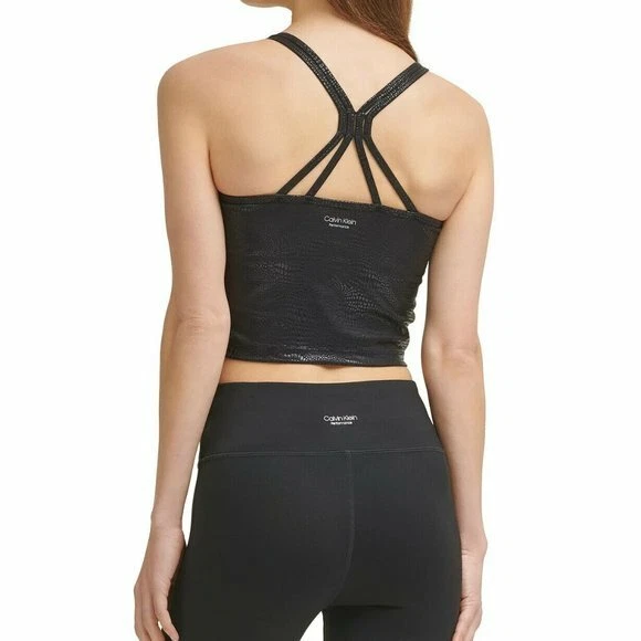 Calvin Klein Performance Printed Strappy Back Tank Top Black Size Medium