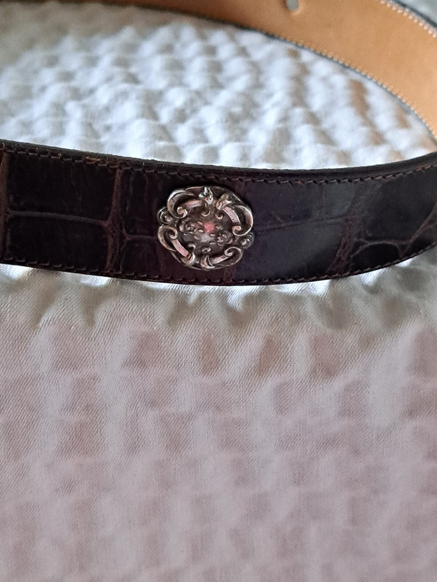 Brighton 1993 Vintage brown Croc Embossed Belt Silvertone NWT Small Vintage 1993 Brighton Womens Medium Belt Brown Croc Leather  main image 3