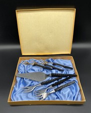 DDR Besteck Plastegriff, Punkte, Kuchengabeln, Tortenheber im Etui 6. Pers #4000