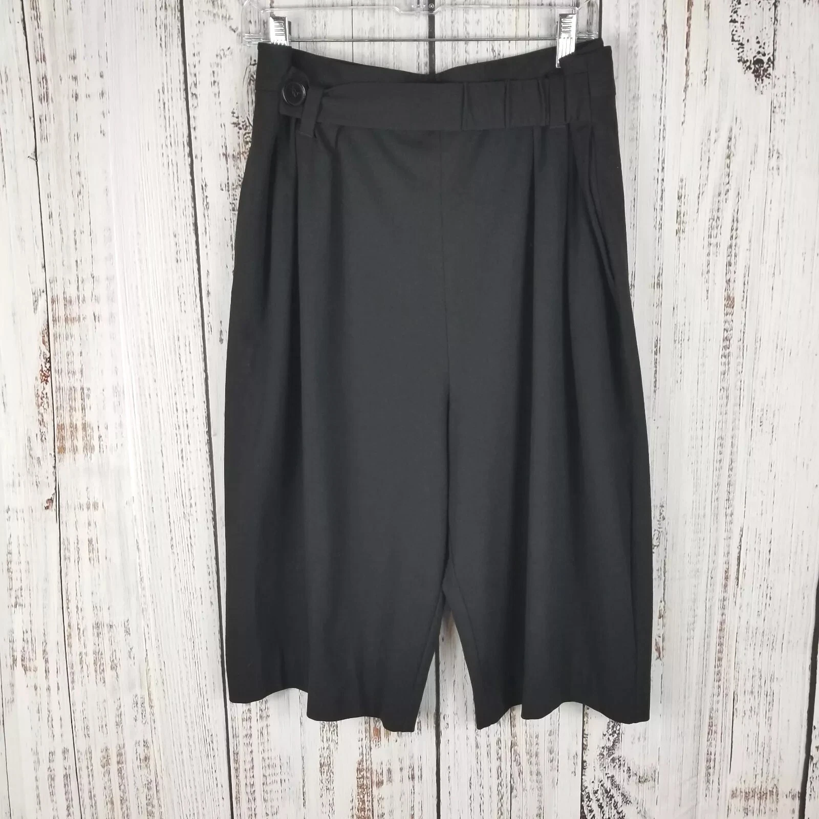 COS black high waist culotte pleated shorts Small Belted