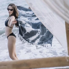 Tie Dye Blue and White Beach Towel