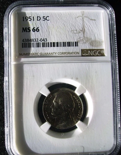 1951-D 5C Jefferson Nickel NGC MS66