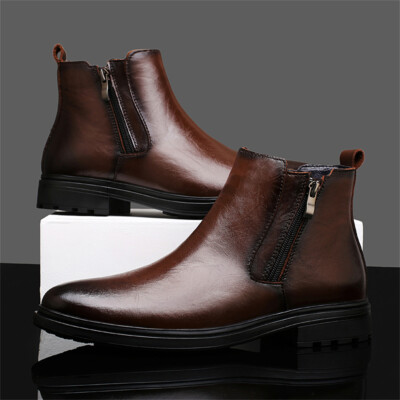 Chelsea Ankle Boots for Men Genuine Leather Oxford Casual and Formal Dress Boot Amazon.com | Santimon Mens Chelsea Boos Dress Casual Genuine  main image 4