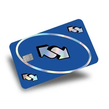 UNO Reverse Card Holographic Credit Card Skin/Credit Card Sticker Decal Blue