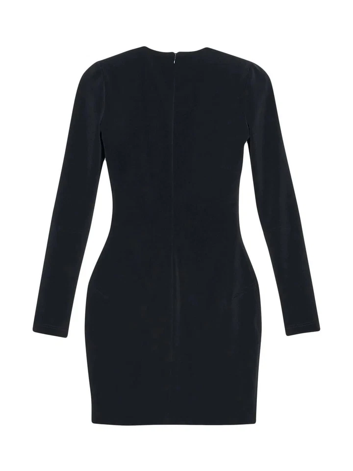 Balenciaga Elasticizzato Nero Mini Dress - Slim Fit, Maniche Lunghe, Italy - Image 2 of 3