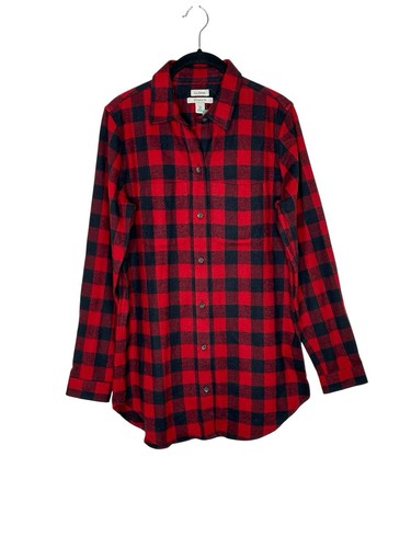 Neu mit Etikett LL Bean Damen Scotch kariertes Flanellhemd XS Tunika Baumwolle Outdoor Wandern