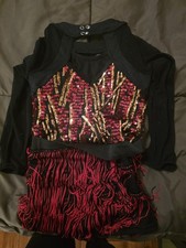 WEISSMAN Size SC Small Child Dance Costume Sequins Sparkles Jazz Tap Red/Black