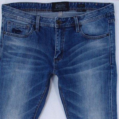 Herrens SuperDry SKINNY Slim Elasthan Blau Jeans W36 L36
