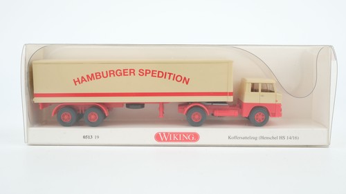 Wiking H0 051319 semirremolque maleta (Henschel HS 14/16) "Hamburger Spedition" | Zustand: Gebraucht