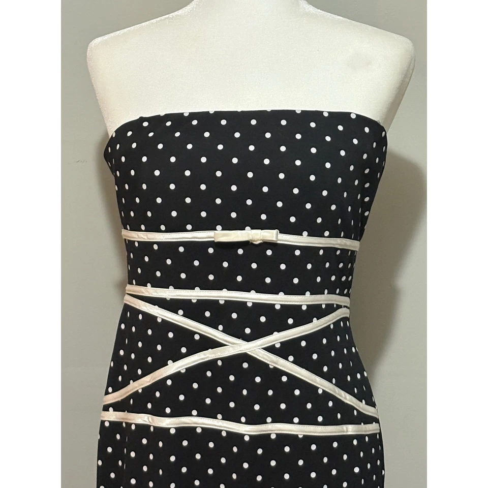 Blondie Nites by Linda Bernell Black Polka Dot Strapless Maxi Dress - Size 13 - Image 2 of 4