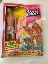 Vintage 1978 Hawaiian Ken Barbie Doll Mattel 2960 w Surfboard Box