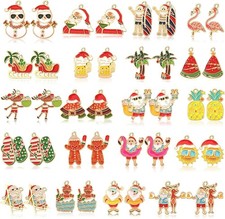 40PCS Summer Christmas Charms Enamel Beach Holiday Pendants for Jewelry Making