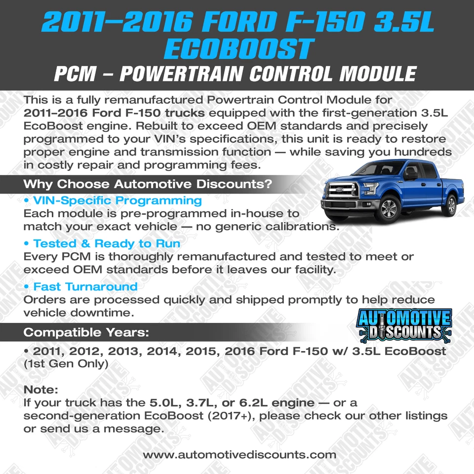 Ford F150 2015 3,5 L EcoBoost P/N FL3A-12A650-XA ECM ECU PCM VIN programado Foto 2 de 4