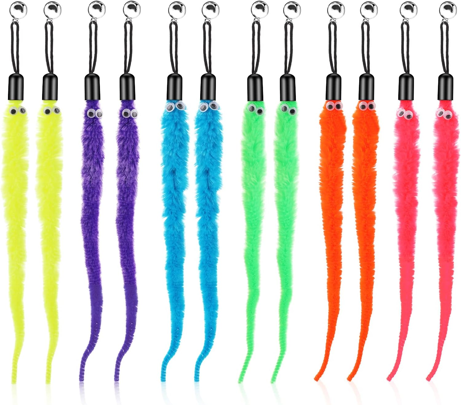 Cat Wand Toy, Worms Toys Replacement with Bells, Replacement Refill Furry Tail W