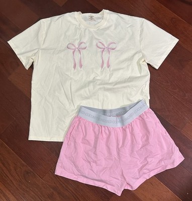 Sunkissed Coconut Shorts Pajama Set Size L pink Bows