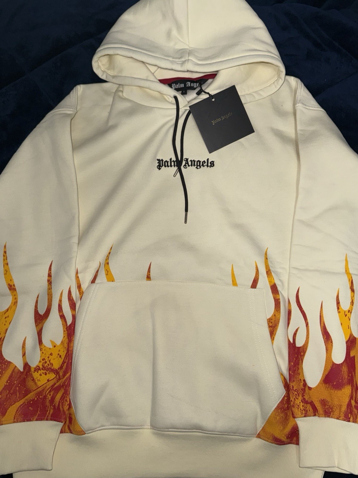Palm Angels Flames Hoodie Cream Size- Large Brand New With Tags
