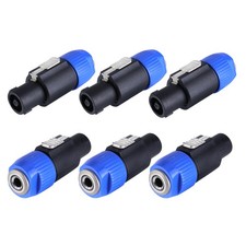 6PCS DJ Speakon to 1/4 Adapter Connector NL4FC Male to 1/4 Inch Female Plug Ends