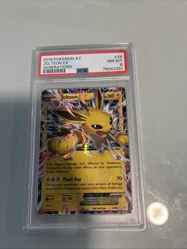 2016 POKEMON XY GENERATIONS #28 JOLTEON EX PSA 8 NM-MT