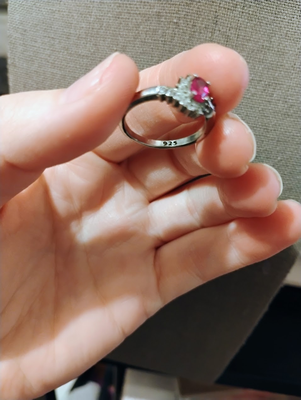 Sterling silver Red stoned ring - image 2