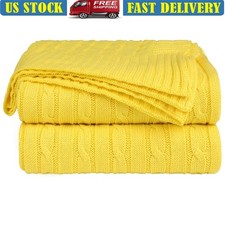 100 Cotton Cable Knit Throw Blanket Soft Breathable Home Decor Couch Sofa New