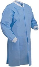 Medical Disposable Lab Coat Gown Knee Length SMS with 3 Pockets Blue 10pc/bag 