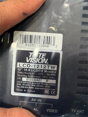 Tote Vision LCD-1212TW 12in 16:9 LCD Monitor 800x480 VGA RCA S-Video