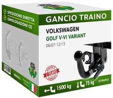 Per VW GOLF V-VI VARIANT SW 4X4 07-13 Gancio Orizzontale Estraibile UniKIT 7P