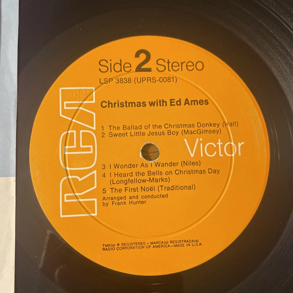 Ed Ames / Christmas With Ed Ames LP RCA Stereo Holiday + Inner VG - Image 3 of 4