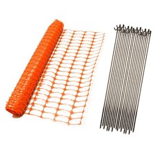 NEW! 1m x 50m Orange Mesh Safety Barrier Fencing & 10 Fencing Pins