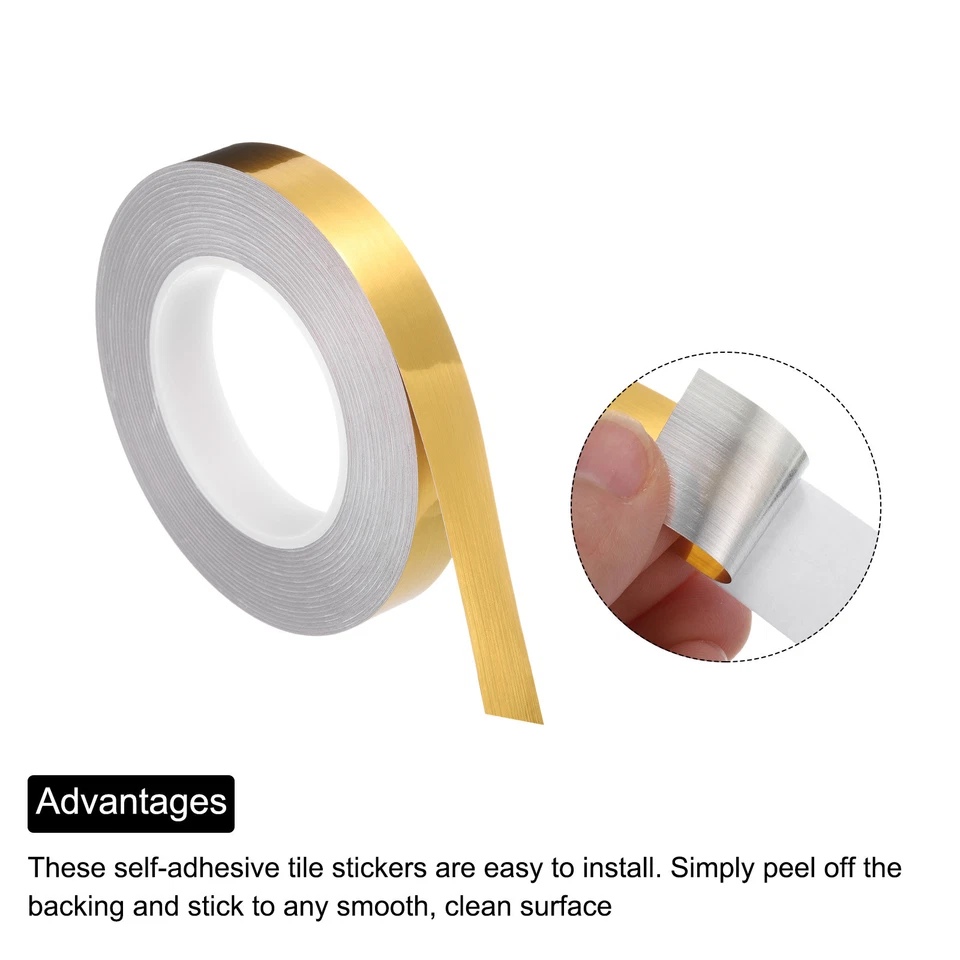 Lámina autoadhesiva azulejo pegatina 0,8 pulgadas x 55 yardas decoración hueco dorado Foto 4 de 4