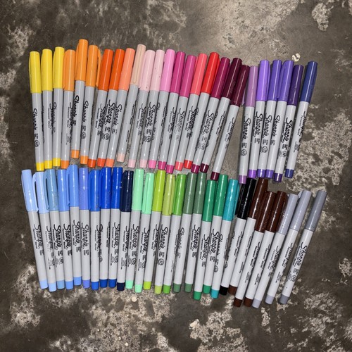 Sharpie Fine Point Permanent Markers Lot of 53 Different Colors Ultra Fine Point