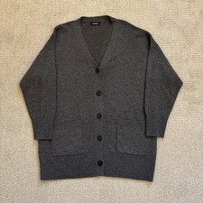 NAADAM Gray Cashmere Knit Cardigan Sweater V-Neck Button Pockets Sz Medium