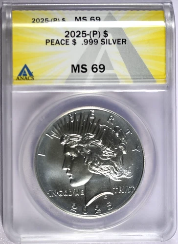 2025 (P) ANACS MS 69 Peace .999 Silver Dollar