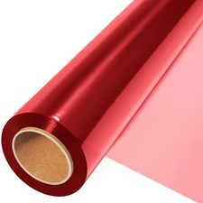 Red Cellophane Wrap Roll 100  Ft. Long X 17.5  in. Wide - 2.5 Mil Thick Tra...