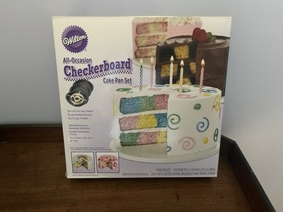Wilton Checkerboard Cake Pan New In Box 3 Piece Set
