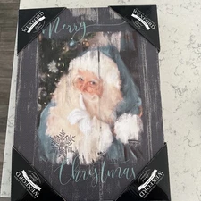 Wexford Home 'A 'A Teal Santa' Gallery Wrapped Canvas Wall Art, 12x16