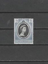 SEYCHELLES , ELIZABETH II , CORONATION , 1953 , 9c STAMP , PERF , VLH