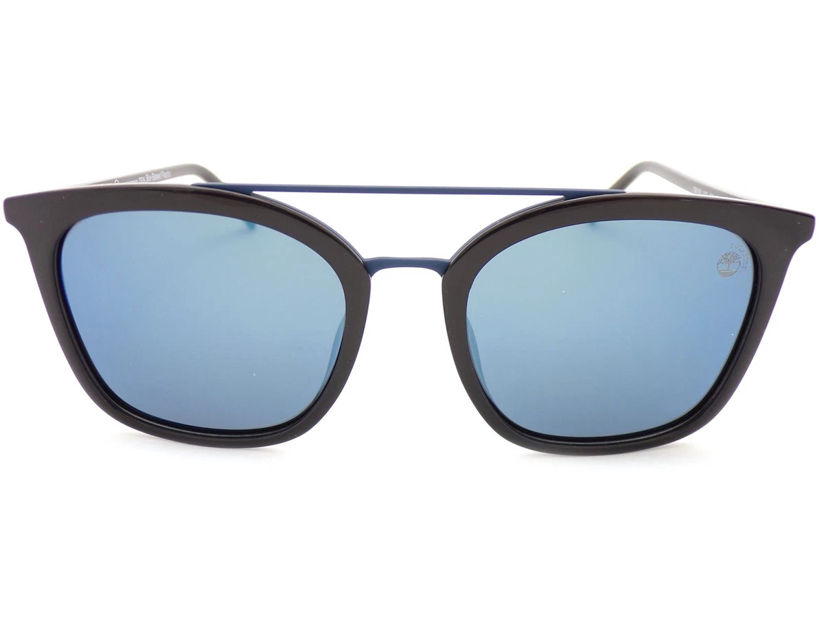 Timberland Polarized Sunglasses Black with Blue Mirrored AR Lenses TB9169 01D
