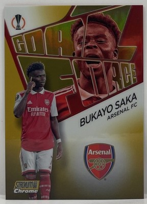 Bukayo Saka Goal Force 2022-23 Topps Stadium Club Chrome Arsenal RARE Gold #/50