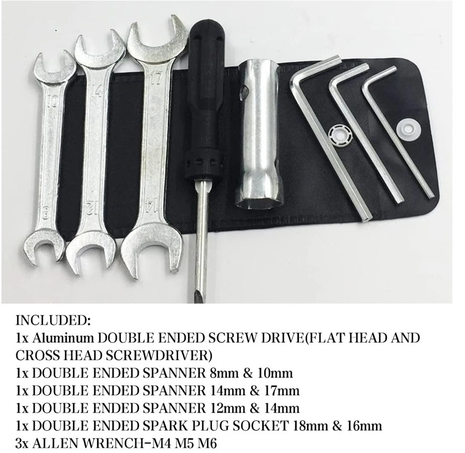 Kit de herramientas de llave inglesa para bujía de motocicleta con bolsillo de almacenamiento universal Foto 2 de 4