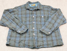 Vintage Pendleton Wool Board Shirt XL Blue Green Plaid USA Made Distressed