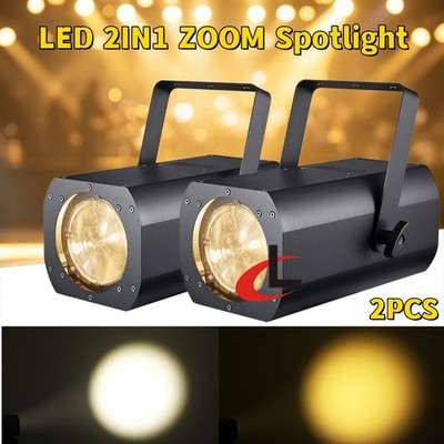 2PC LED Zoom Spotlight Adjustable 3200K-6500K COB Blinder Audience Stage Light