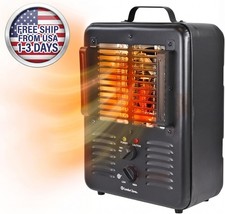 Deluxe Milkhouse Utility Space Heater with Thermostat - Black