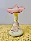 Vintage FENTON JACK IN THE PULPIT DOGWOOD BURMESE GLASS VASE, 10" TALL