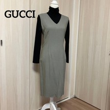 GUCCI Dress Size 42 Length 107cm Herringbone Pattern Pre-Owned